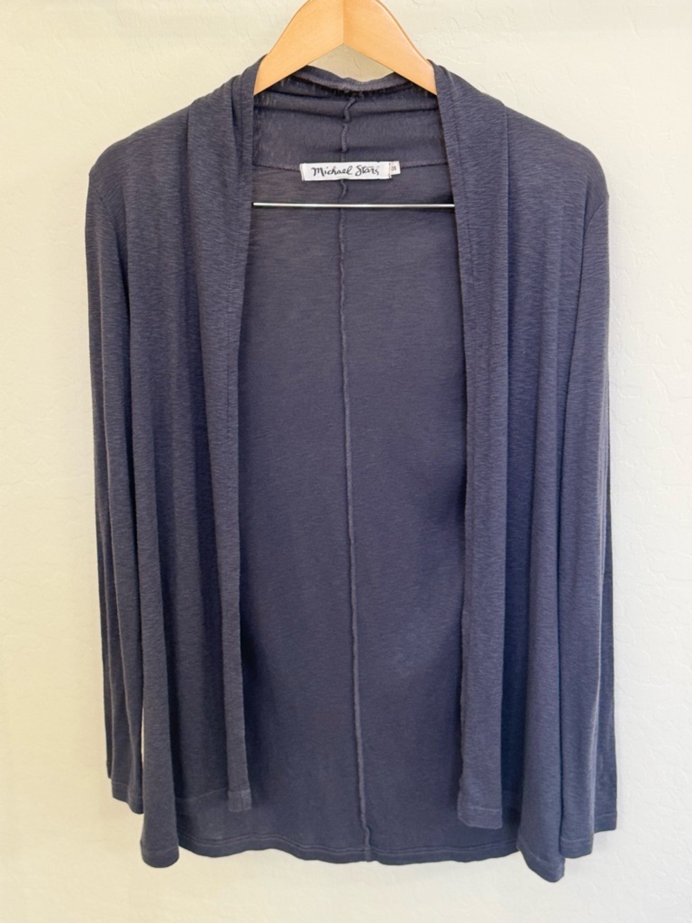 Title: Michael Stars Open Front Draped Cardigan Charcoal Grey Slate Blue OS